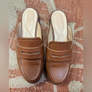 JustFab Brown Slip-On Loafers with Penny Strap